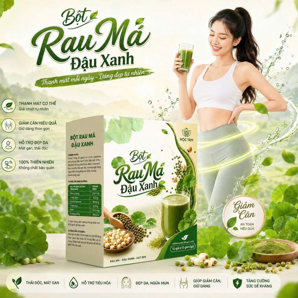 Bột ngũ cốc - Rau má hộp 10gói/15gam
